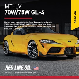 Red Line 50604 MT-LV 70W/75W GL-4 High-Performance Full Synthetic Gear Oil Lubricant for Manual Transmissions & Transaxles - 1 Quart