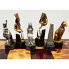 Egyptian Anubis Gold & Silver Chess Men Set W/ Colour