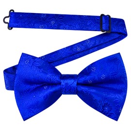 GUSLESON Royal Blue Bow Tie for Wedding Pre-Tied Floral Bowties for Men (0491-04)
