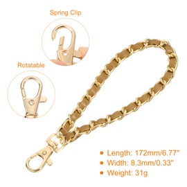 sourcing map Leather Wristlet Strap, 7" Hand Wrist Lanyard Leather Wristlet Strap Replacement Wrist Strap for Clutch Wallet Keychain Bags DIY, Gold+Coffee