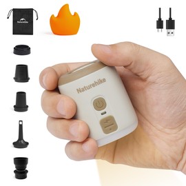 Naturehike Portable Mini Air Pump with 1600mAh Battery, Ultralight Tiny Pump with Camping Light, Type-C Rechargeable Inflate Deflate for Air Mattress Sleeping Pads Swimming Rings Vacuum Storage Bags