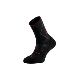 Lurbel Traction Pro Five Kompressionsstrümpfe, hohe Socken, Traillocken, nahtlose Socken, Kompressionsstrümpfe, Anti-Blasen-Socken, Uni, schwarz / rot, XL