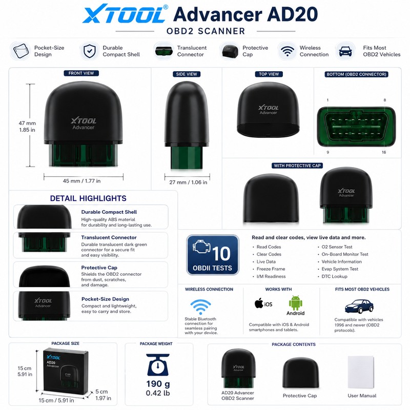 Wireless OBD2 Scanner for Car Diagnostics – App Code Reader