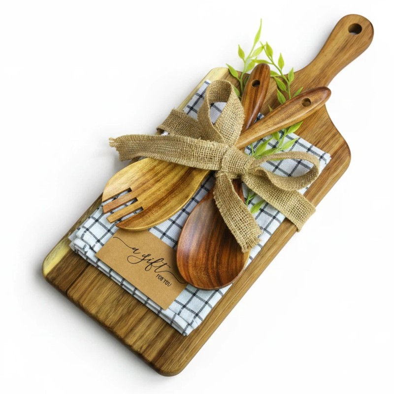 Acacia Wood Cutting Board Gift Set, Perfect Housewarming Gift, Ideal