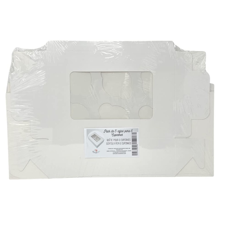 Decoraciondulce - 5 x White Boxes for Carrying Cupcakes, Muffins,