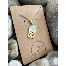 Boba Tea Necklace, Bubble Tea Necklace, Boba Pendant Necklaces, Bubble Tea Gifts, Boba Chain