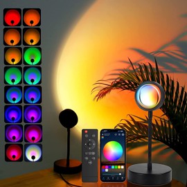 JIMEI Sunset Lamp Projector Led Lights for Bedroom Night Light RGB Lights Sun Sunlight Sunrise Lamp 10w 360° Rotation Mood Lighting Home/Room Decor Christmas Gifts for Women,Tabletop Multicolor