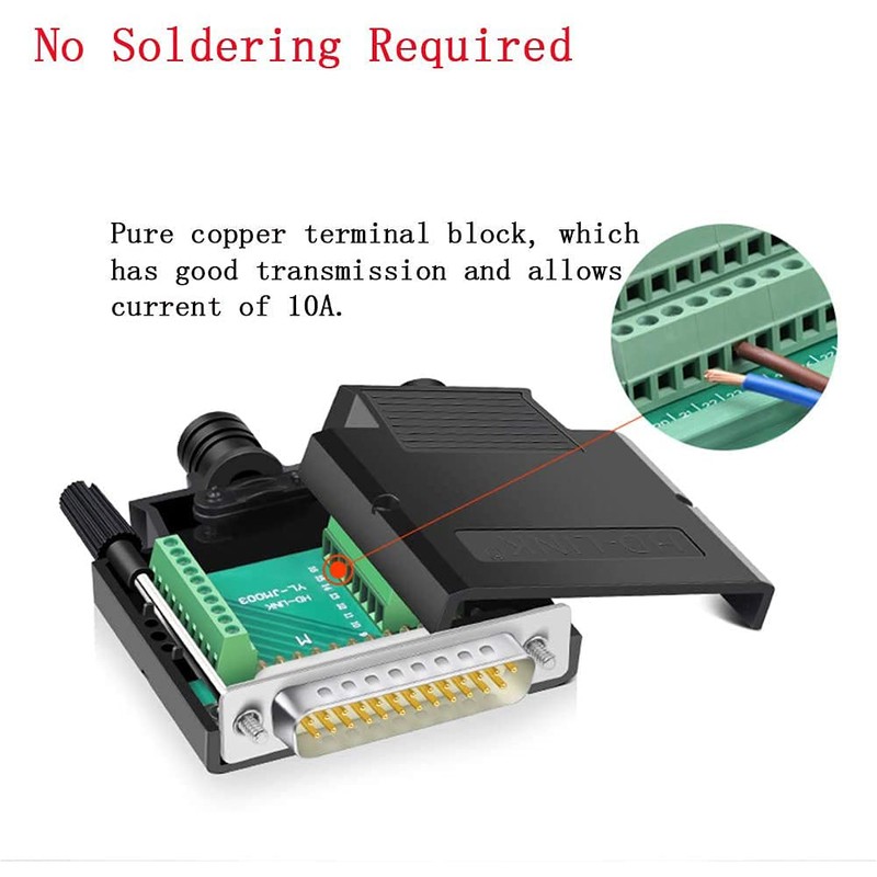 PENGLIN DB25 Solderless RS232 D-SUB Series Adapter, 16mm Thin 25