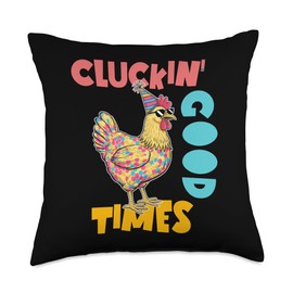 Cluckin' Good Times Funny Chicken Party Throw Pillow