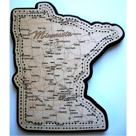 Minnesota State Shape Road Map Cribbage Board
