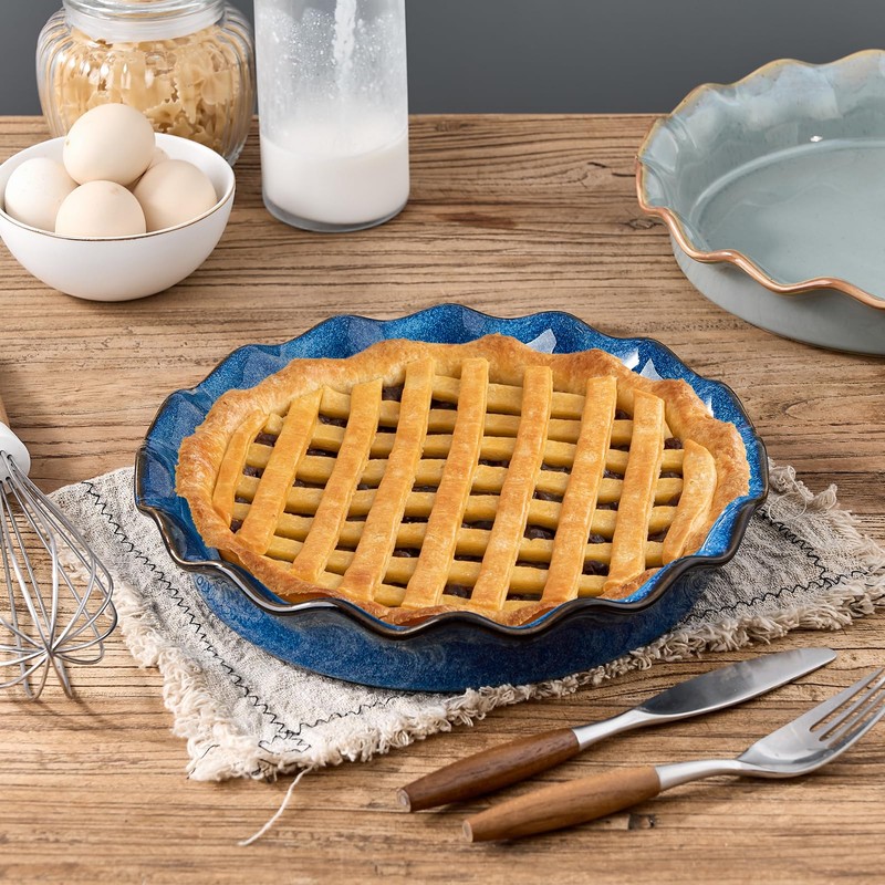 SIDUCAL Ceramic Pie Pan for Baking[10.5 inch],Reusable NonStick Ceramic Pie
