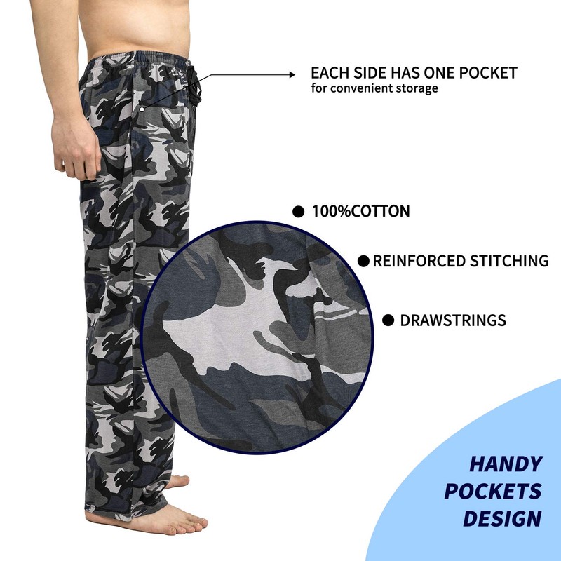 Bintangor Pantalones de pijama para hombre, 100 % algodón, con