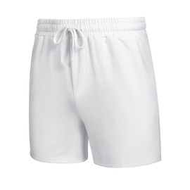 Deyeek Pantalones cortos de algodón para hombre de 5.5 pulgadas, cintura elástica, casual, para descansar, para gimnasio, entrenamiento, pantalones cortos de algodón, Blanco, XX-Large