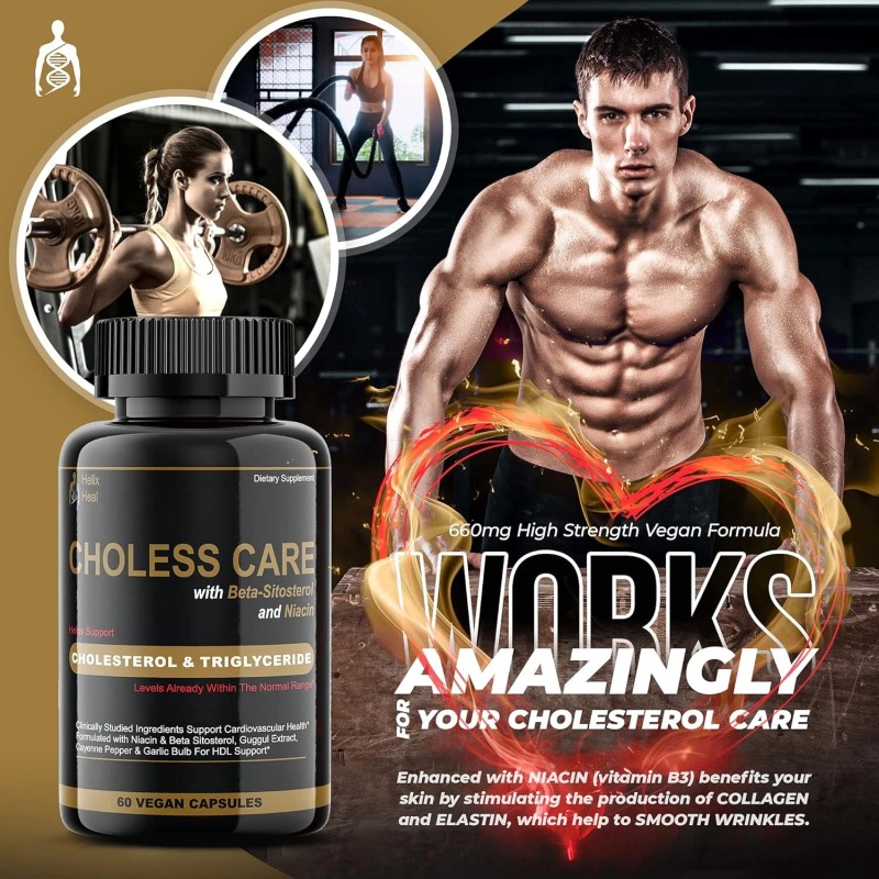 Helix Heal Cholesterol Supplement - Triglycerides Support Capsules w. Organic,