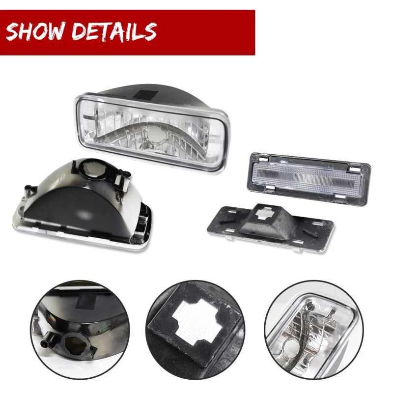 GTINTHEBOX For Chevy Camaro 85-92 Clear Bumper Turn Signal Lights