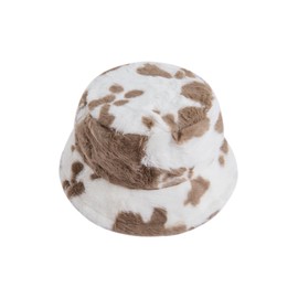 Verdusa Women's Fuzzy Bucket Hats Plush Furry Faux Fur Fisherman Hats Warm Winter Hat Milk Khaki One-Size