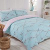 Dreamscene Blossom Bird Reversible Floral Quilt Duvet Cover with Pillowcase