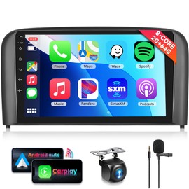 8 CORE 2G+64G Car Radio Stereo for Volvo S80 1999-2006 with Wireless CarPlay Android Auto, 9 Inch 1280 * 720P IPS Touch Screen Head Unit Android 13 GPS WiFi Bluetooth 32-Band DSP SWC HD Camera
