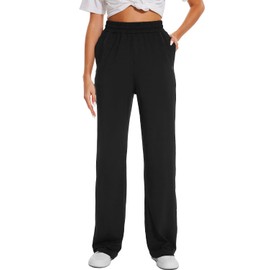 HOdo 32"/34"/36" Inseam Womens Tall Yoga Sweatpants Quick Dry Long Joggers Lounge Yoga Pants with Pockets-Black-36-2XL