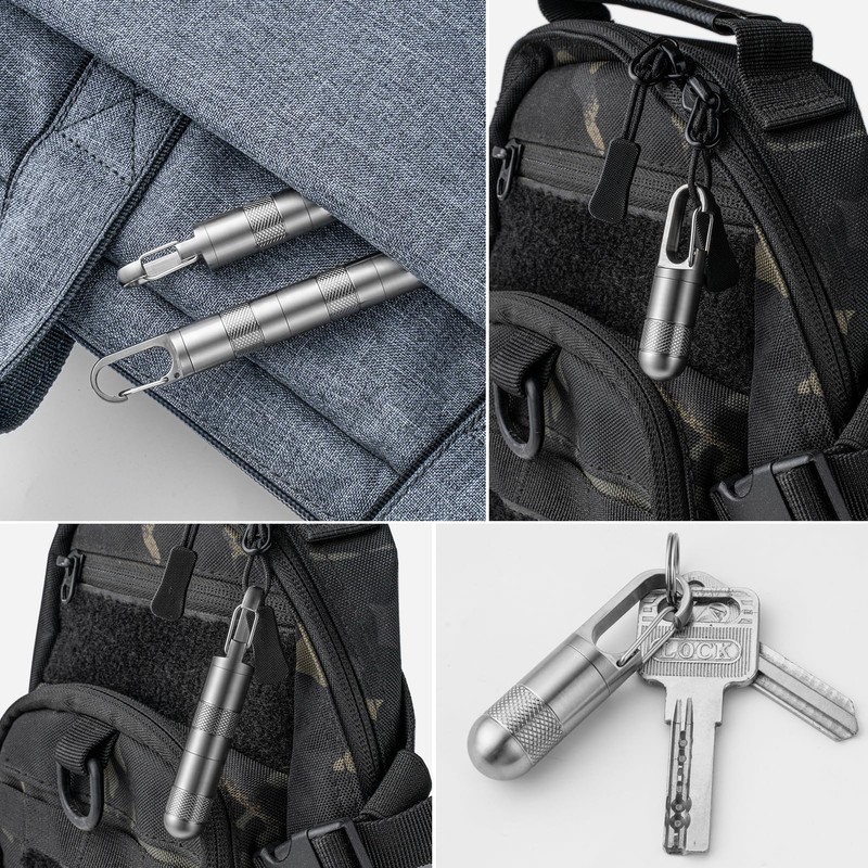 TISUR Small Titanium Pill Case, Keychain Pill Holder Travel Pill
