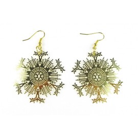 Miniblings Ice Flower Earrings Snowflake Ice Flower Christmas Xmas Golden Filigree 3 - Handmade Fashion Jewellery I Earrings Earrings Gold-Plated, Cotton