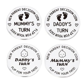 KQOZG Decision Coin Pregnancy Gift Idea for Baby Birth for Expectant Mothers and Dads New Dad Mum Christening Gifts Boys Girls (Silver)