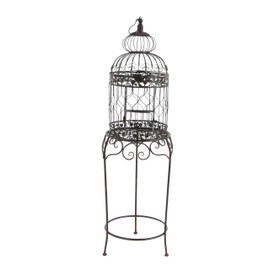 Deco 79 Vintage Metal Free-Standing Birdcage, 14" x 14" x 47", Black