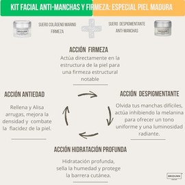 Bridunn Kit 2 Sueros Faciales Despigmentante + Doble Colágeno y Elastina | Colageno Marina + Colageno Hidrolizado. Aclara Manchas y Firma la Piel Sin 