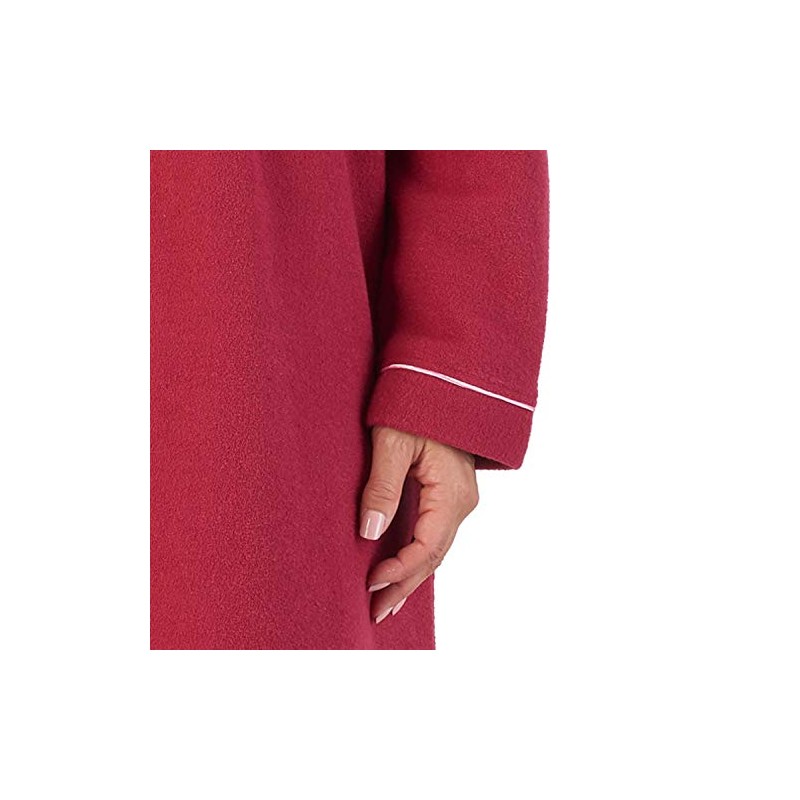 Slenderella Womens Button Up Dressing Gown Boucle Fleece Embroidered Housecoat