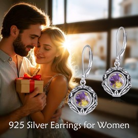 POPLYKE Pressed Flower Earrings for Women Sterling Silver Drop Dangle Leverback Earrings Jewelry Gifts Birthday, Sterling Silver, No Gemstone