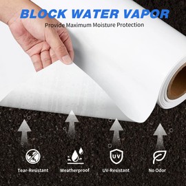 White Crawl Space Vapor Barrier, 10 Mil Vapor Barrier, 10' x 50', White Thick Plastic Sheeting, Heavy Duty Polyethylene Film, White Plastic Drop Cloth Covering for Crawlspace, Basement