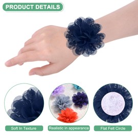 M METERXITY 12-Pack Chiffon Flowers 2.76 x 2.76 Inch Mesh Fabric Flowers Full Chiffon Flowers Hair Clips Flower for Home Decor/Wedding/Headbands/DIY/Party/Garden [Navy Blue]