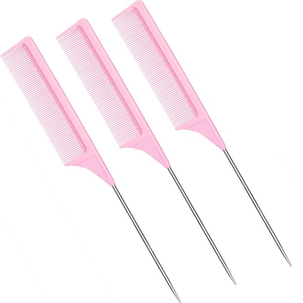 Set of 3 Rat Tail Combs - Heat Resistant Carbon