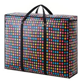 Primes DIY Premium Reusable Shopping Bag, Eco-Friendly Bag for Stylish and Sustainable Retail Therapy, Laundry, Reusable Store, Cloth, Waterproof, Handles and Zipper Bags(black with coloured dots)