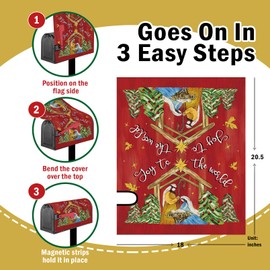FBCOO Christmas Nativity Christian Mailbox Cover Magnetic Standard Size 20.5" x 18", Religious Xmas Jesus Joy to The World Decorative Post Letter Box Decor, Red Holiday Garden Yard Outdoor Decoration