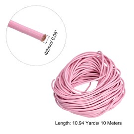 sourcing map Round Leather Cable 11 Yards 2 mm Braided Cord Cord for Purse Handbag Shoelaces Crafts Bracelet Making Pink