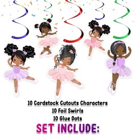 10 PCS Afro Ballerina Streamers Pack - Inspiring African American Ballerina Hanging Decorations for Celebrations, Events, and Motivational Spaces