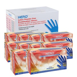 Adenna HERO Disposable Latex Gloves - 14 Mil, NFPA-Approved Heavy Duty Glove with 12" Extended Cuff & Micro-Textured Grip, Exam Grade, Powder Free, Case of 500, 2X-Large, Blue