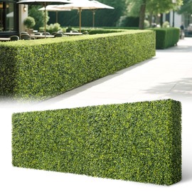 Patio 54" W x 18" H x 6" D Artificial Hedge Wall Panels Greenery Grass Backdrop, Faux Boxwood for Outdoor Privacy Room Divider Garden Planter Photography Wedding Décor