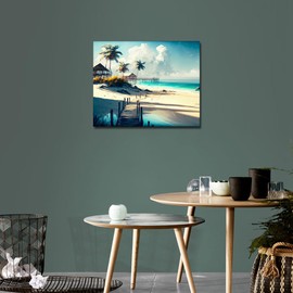 TISHIRON Paint by Numbers Adults Beach Adult Paint by Numbers Kits with Brush and Acrylic Pigment Sea Landscape Oil Hand Painting Crafts for Home 40 x 50 cm (Frameless)