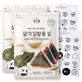 Korean Onigiri Seaweed Wrapper (40 Sheets/Pack of 2) - Individual Pack, Nori, Kimbap Sheets, All natural, easy to make, Kimbob, Gimbap, Sushi, Rice Ball, Made in Korea,