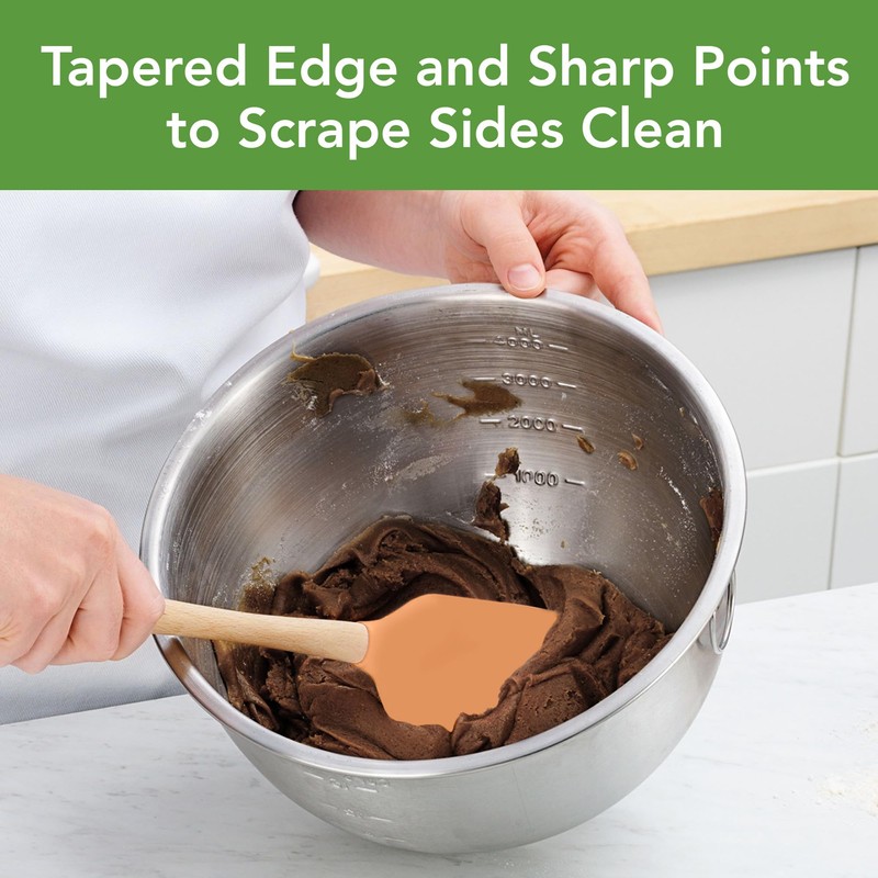 Tovolo Silicone Spatula Wooden Handle for Cooking Baking Mixing, Heat