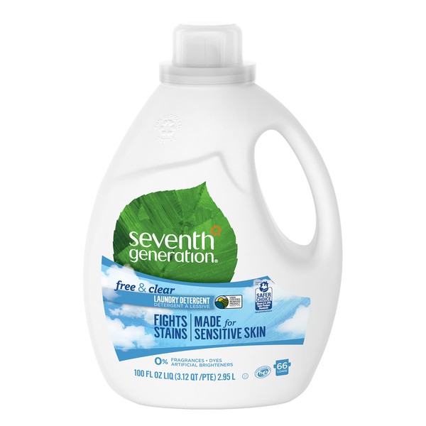 Seventh Generation Liquid Laundry Detergent, Free & Clear, 100 oz, 66 Loads (Packaging May Vary)