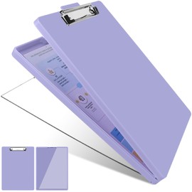 Clipboard with Storage,Three-Tier Box Clipboard(Letter Size),Storage Clipboard with Clip Form Holder Clipboards,Dry Erase Clip Boards 8.5x11 with Storage for Office School Supplies Clip Board-Purple