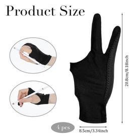 oruola 4pcs Artist Glove for Drawing Tablet, Drawing Glove Right Hand,Nylon Spandex Tablets Gloves, Artist Gloves For Draw Tablet, Suitable for Drawings Tablets, Paper Sketch,Black