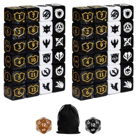 FourDragons 50 Pieces Icon Abilities Keywords Counter MTG Dice Set, Black Shield Life Counter Creature Stats Buff Tokens, Compatible with MTG, TCG, Magic Card Games Accessories