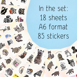 Raccoon Stickers, Cute Raccoon Stickers for Water Bottles and Laptops - Raccoon Party Decorations, Raccoon Party Gifts, Funny Raccoon Gifts - Raccoon Stickers