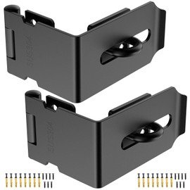 YogePote 90 Degree Hasp Latch, Heavy Duty 304 Stainless Steel Padlock Hasp Lock for Padlock with Screws, Right Angle File Cabinet Latch Lock for Desk Drawer, Tool Box, Mailbox, Bookcase (Black-2pcs)