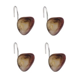 rockcloud Set of 4 Irregular Polished Agate Stones Shower Curtain Hooks, S-Shaped Stainless Steel Shower Hooks for Bathroom Shower Rod Home Office Decor, Brown