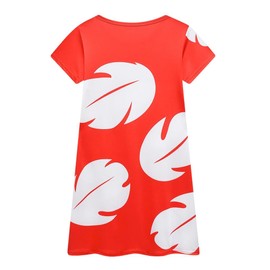 Lito Angels Hawaiian Fancy Dress Up Costume Summer Outfit with Flower Hair Clip for Kids Girls Age 3-4 Years, Red